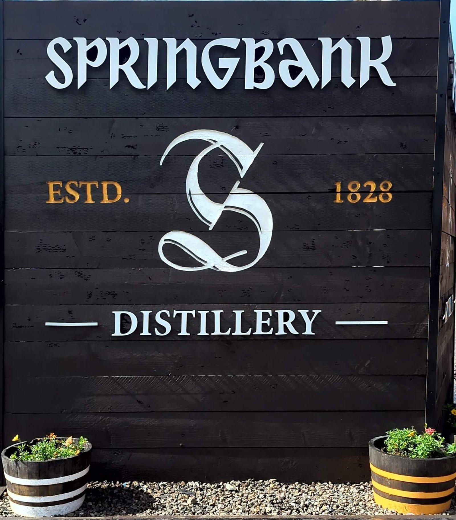 The Springbank Distillery sign, 'Estd. 1828', Campbeltown.